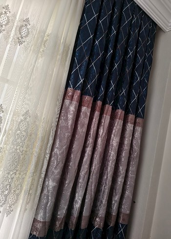 Modern Klasik Mavi Batik Desenli Perde 2 adet - Görsel 6