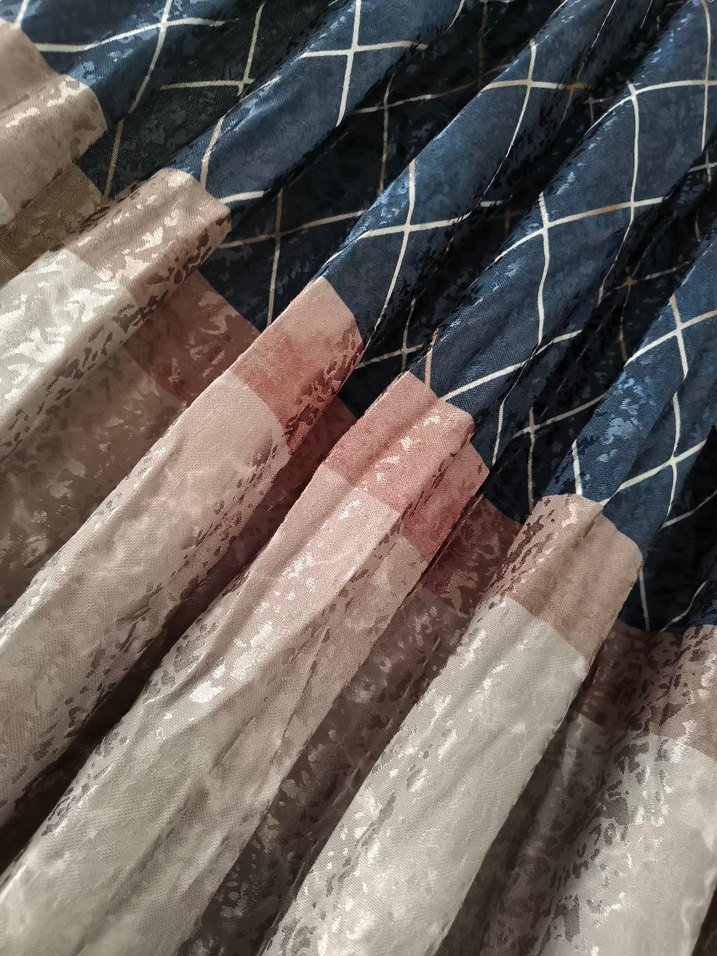 Modern Klasik Mavi Batik Desenli Perde 2 adet - Görsel 2