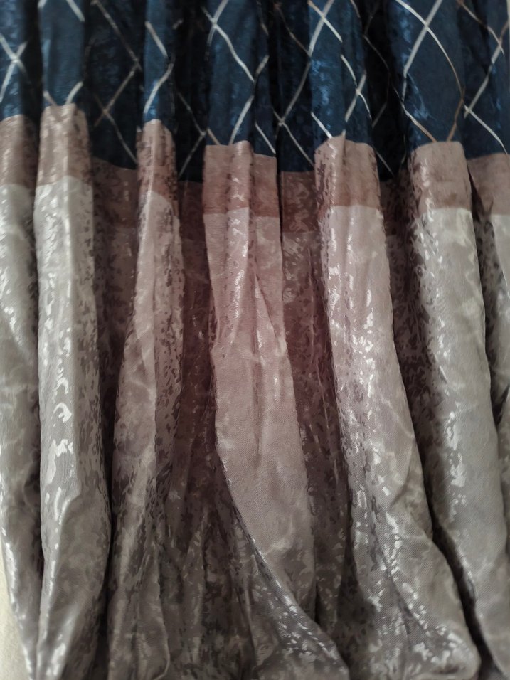 Modern Klasik Mavi Batik Desenli Perde 2 adet - Görsel 5