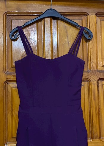 Mor Uzun Askılı Kadın Tulum - Görsel 3