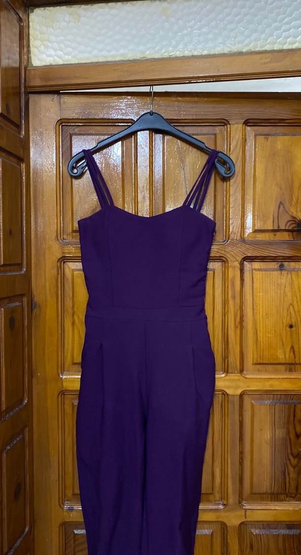 Mor Uzun Askılı Kadın Tulum - Görsel 2