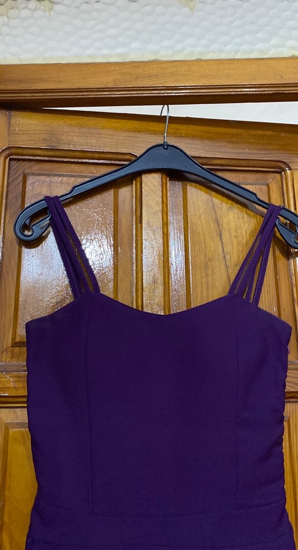 Mor Uzun Askılı Kadın Tulum - Görsel 4