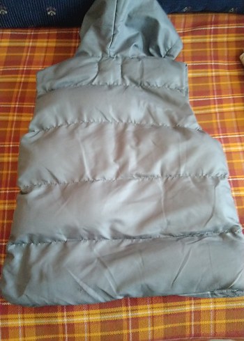 Gri Kapüşonlu Kız çocuk Yelek - Görsel 3