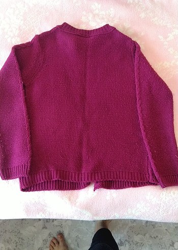 Bordo Kız Örgü Hırka Uzun Kollu - Görsel 3