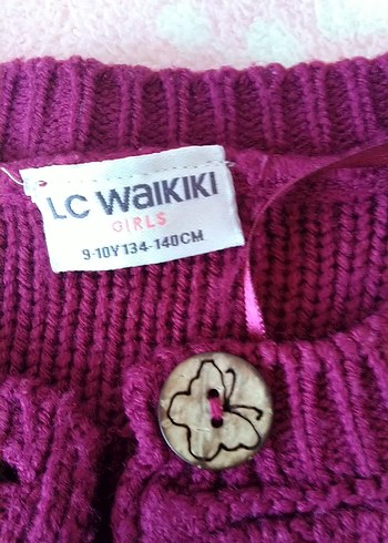 Bordo Kız Örgü Hırka Uzun Kollu - Görsel 2