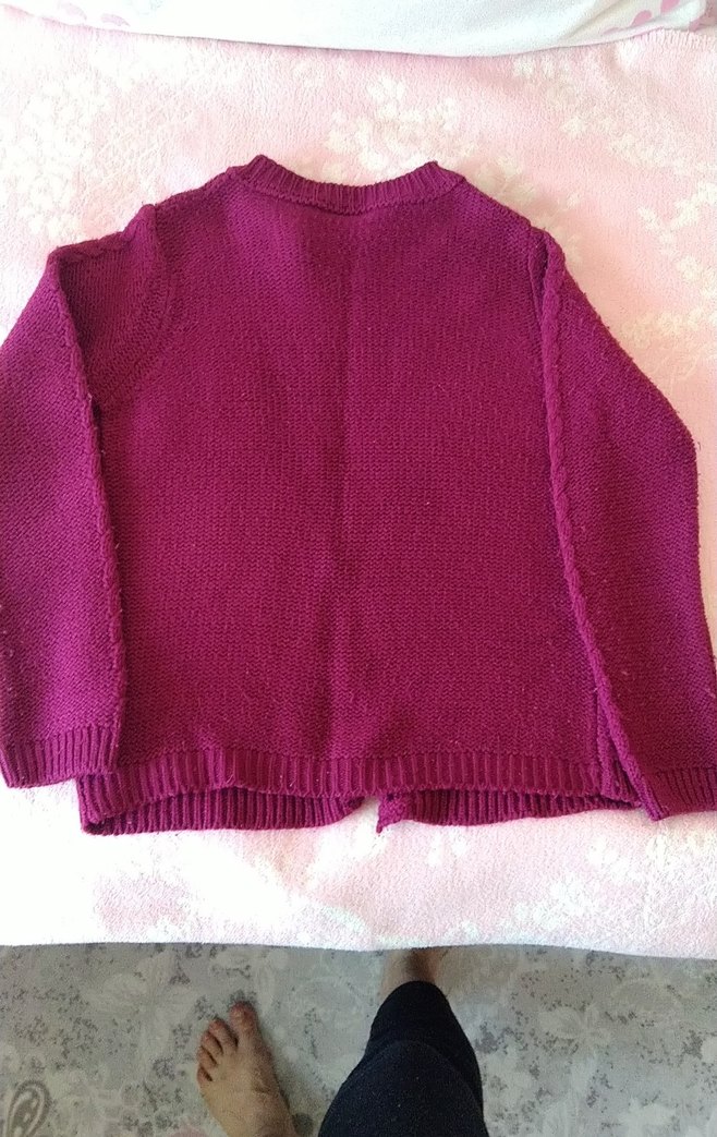 Bordo Kız Örgü Hırka Uzun Kollu - Görsel 3