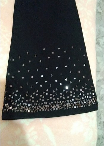 Parlak Payetli Siyah Kız çocuk Kumaş Pantolon - Görsel 4