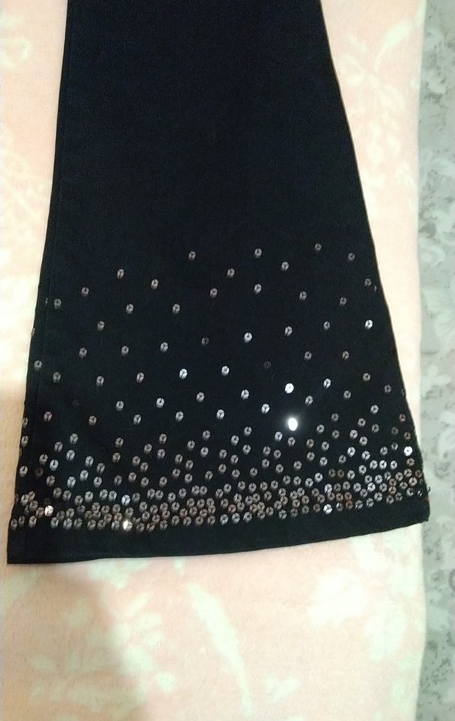 Parlak Payetli Siyah Kız çocuk Kumaş Pantolon - Görsel 4