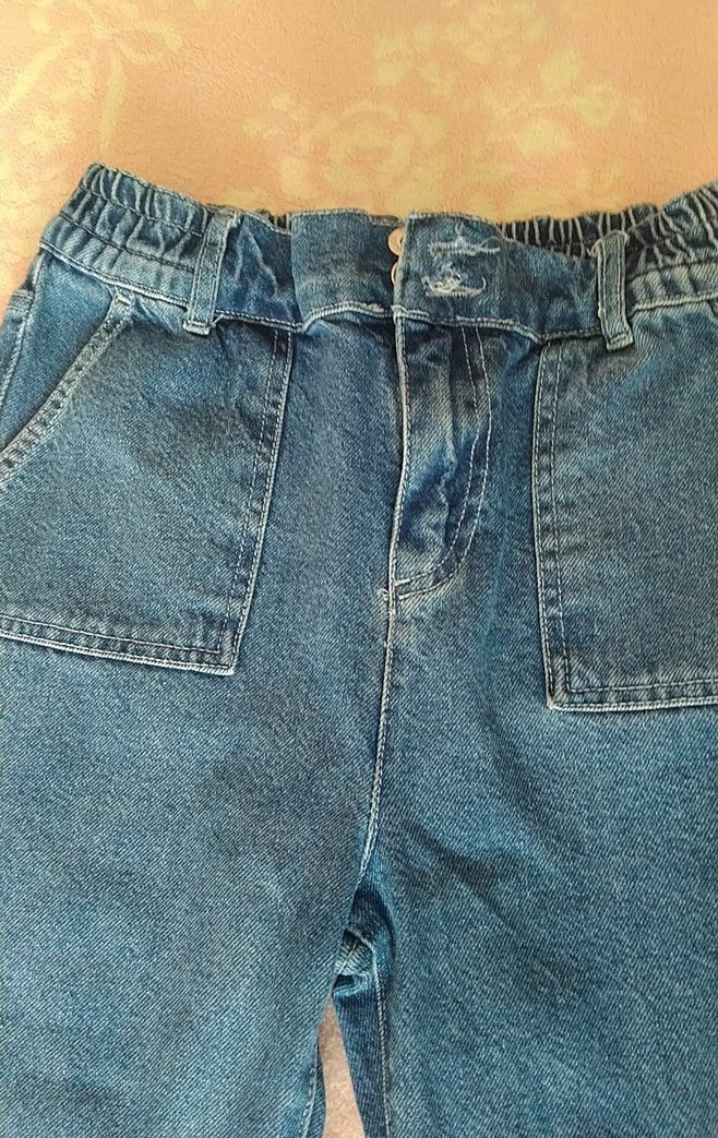 Kız çocuk Mavi Bol KesimKot Pantolon - Görsel 3