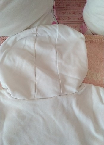 Beyaz Kapüşonlu kız çocuk  Sweatshirt - Görsel 4