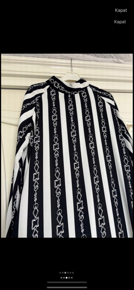 Zebra Desenli Zincir Detaylı Uzun Kadın Elbise - Görsel 3