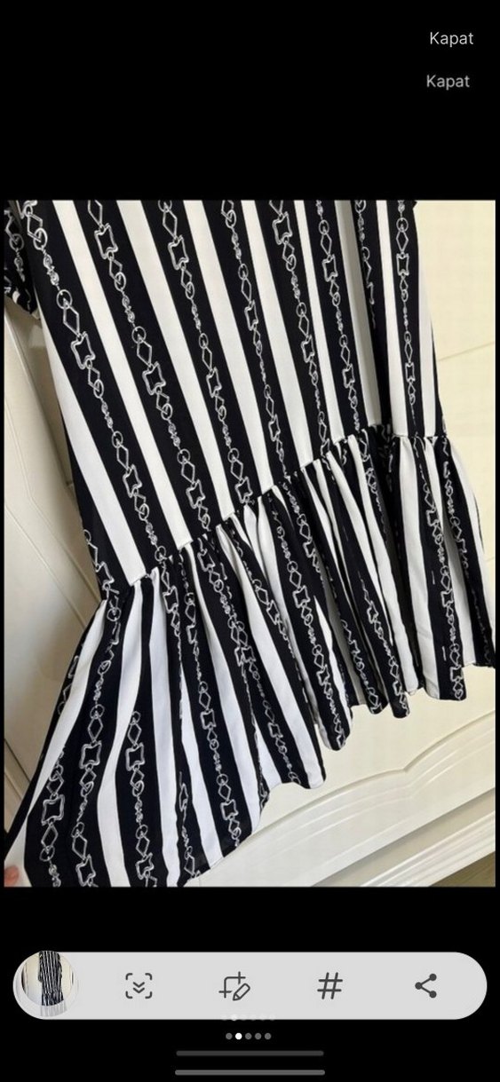 Zebra Desenli Zincir Detaylı Uzun Kadın Elbise - Görsel 2