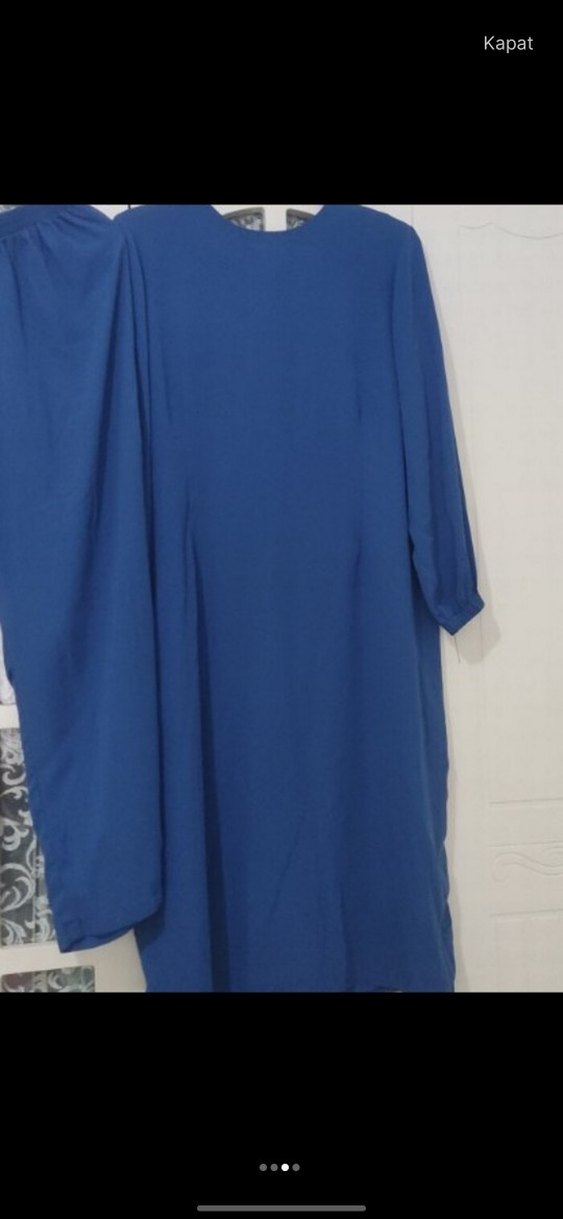 Mavi Kadın Bol Kesim Uzun Tunik - Görsel 3