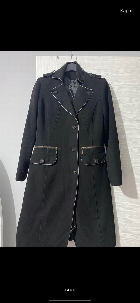 Siyah Fermuarlı Cepli Kaban - Görsel 2