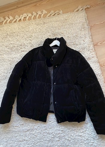 l Beden Siyah Kadın Midi Kaban, Kürklü, Rahat Kesim