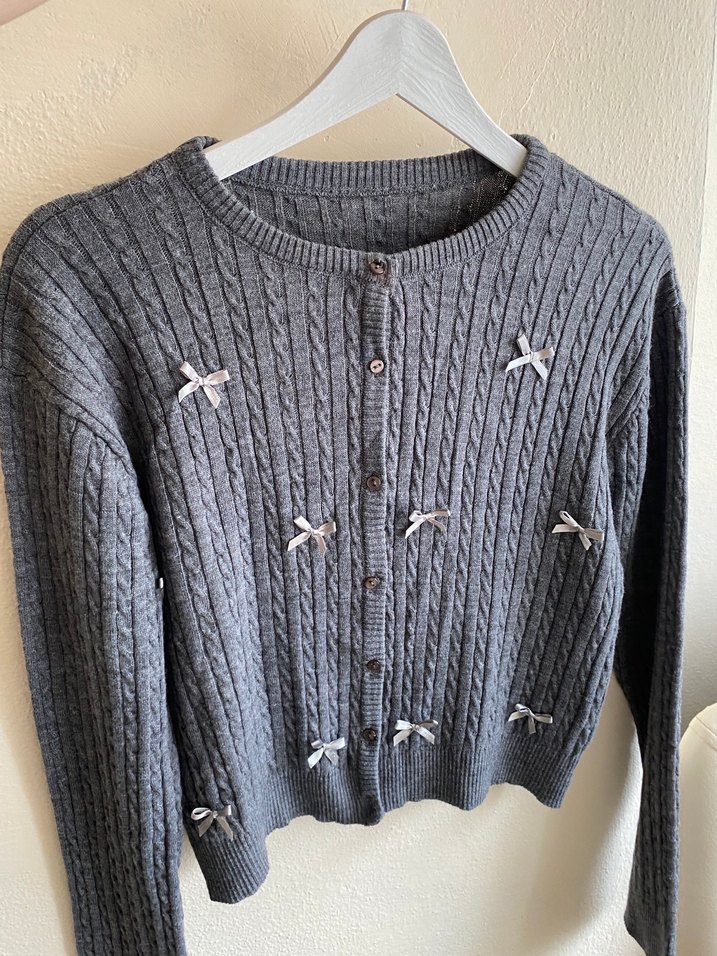 Gri Örgü Kadın Hırka - Görsel 2