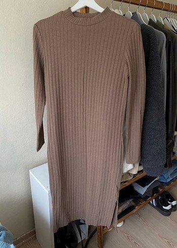 Bej Kadın Uzun Triko Elbise - Görsel 2