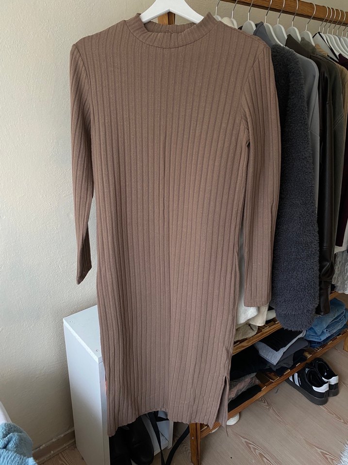 Bej Kadın Uzun Triko Elbise - Görsel 2