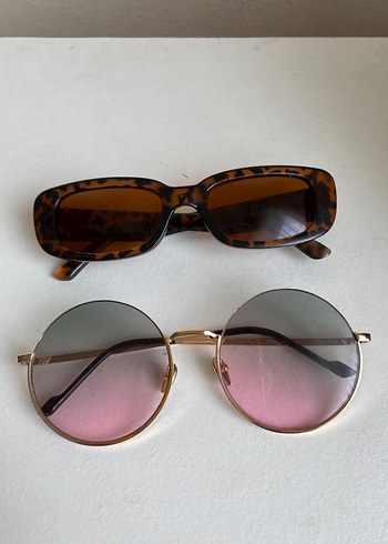 Şeffaf Yuvarlak ve Kahverengi Dikdörtgen Gözlük ikili fiyat - Görsel 2