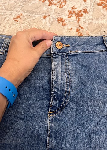 44 Beden Mavi Midi Denim Etek lcwaikiki 44 beden