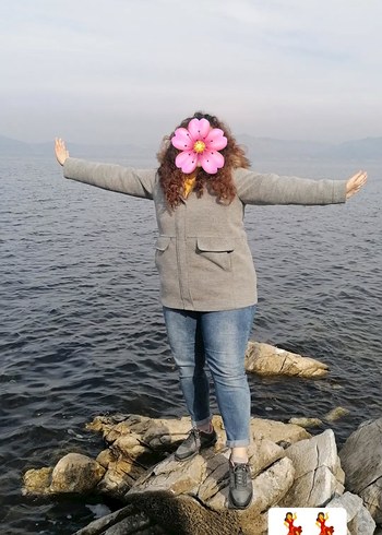 44 Beden gri Renk Gri Midi Kaban Kürklü Detaylı lc waikiki 44 beden