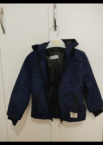 Erkek Çocuk Kapüşonlu Mavi Fermuarlı Ceket - Görsel 3