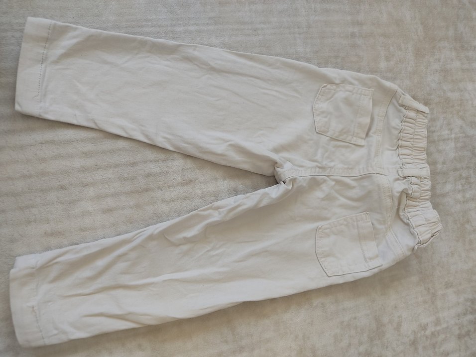 Düğmeli Bej Keten Erkek Çocuk Pantolonu - Görsel 2