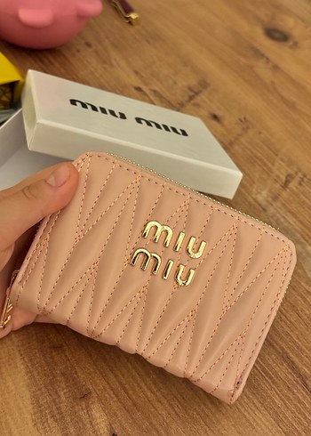Miu Miu Miu Miu Pembe Deri Fermuarlı Çanta