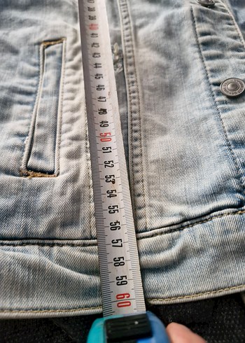 Düğmeli  uzun kapşonlu Denim Ceket - Görsel 7