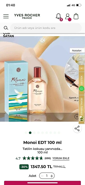 Yves rocher Monoi EDT 100 ml