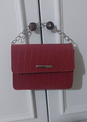 Kırmızı Deri Kadın Çanta - Görsel 3