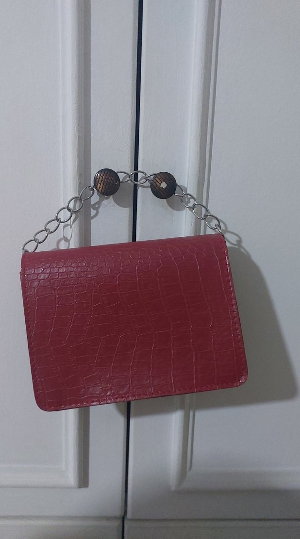 Kırmızı Deri Kadın Çanta - Görsel 4