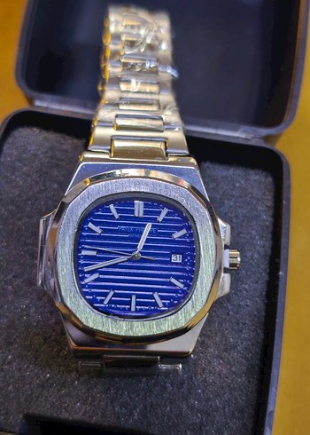 Patek Philippe Klasik Erkek Kol Saati Mavi Kadran - Görsel 4