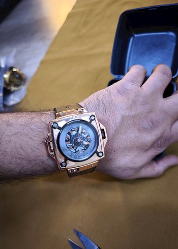 Altın Renkli Biker Tarzı Erkek Kol Saati - Görsel 2