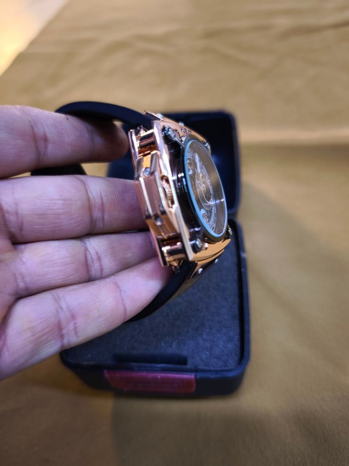 Altın Renkli Biker Tarzı Erkek Kol Saati - Görsel 5