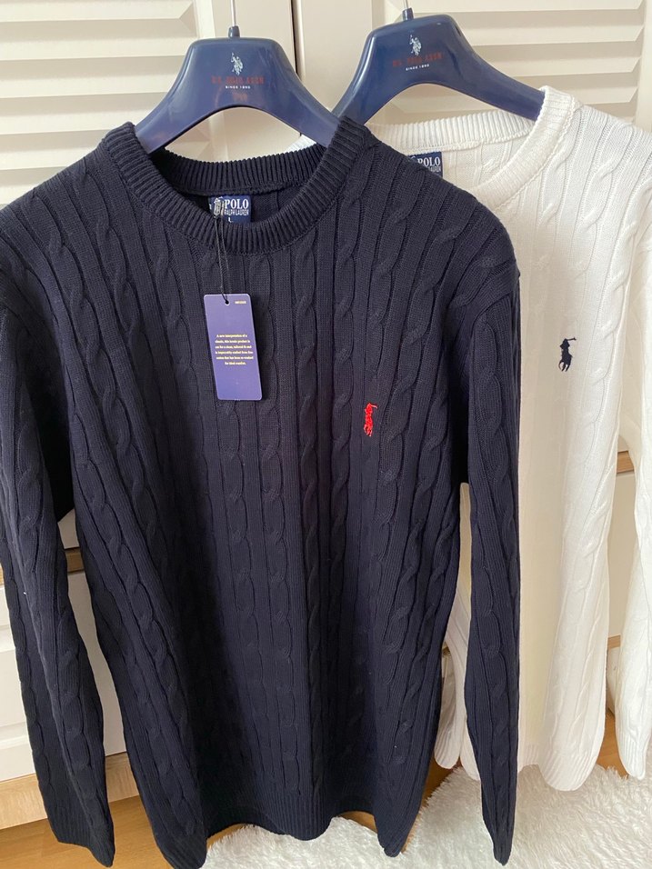 Polo Beyaz Pamuklu Örgü Erkek Kazak - Görsel 2