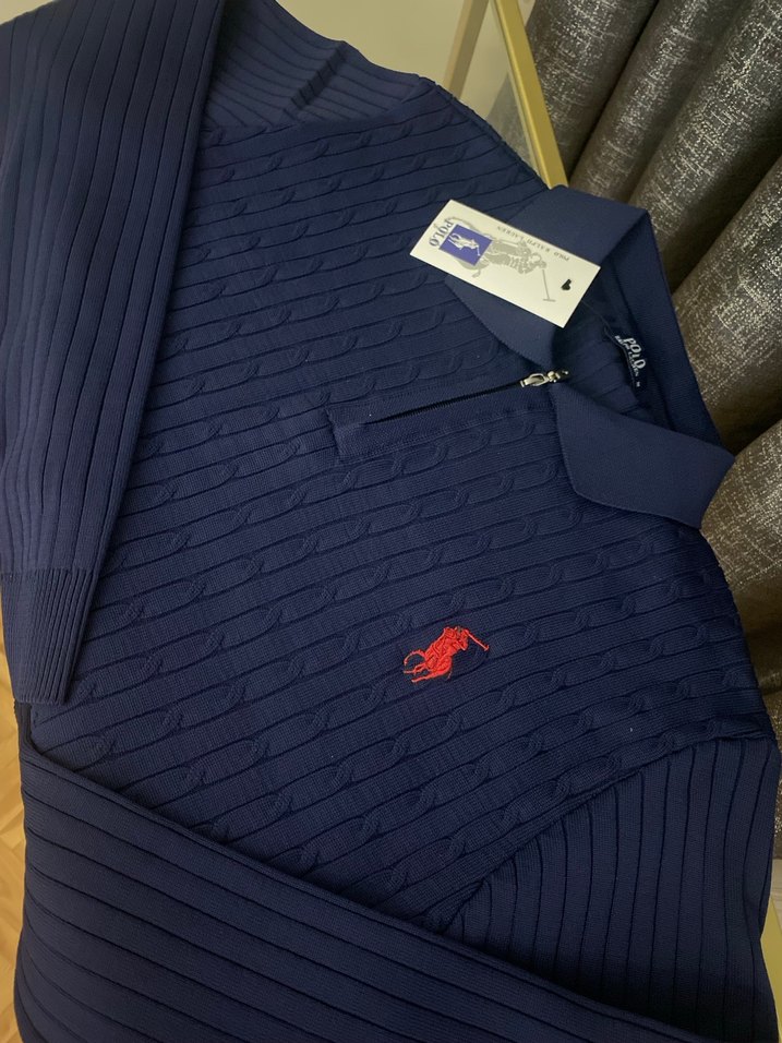 Lacivert Polo Yaka Erkek Triko Kazak - Görsel 2