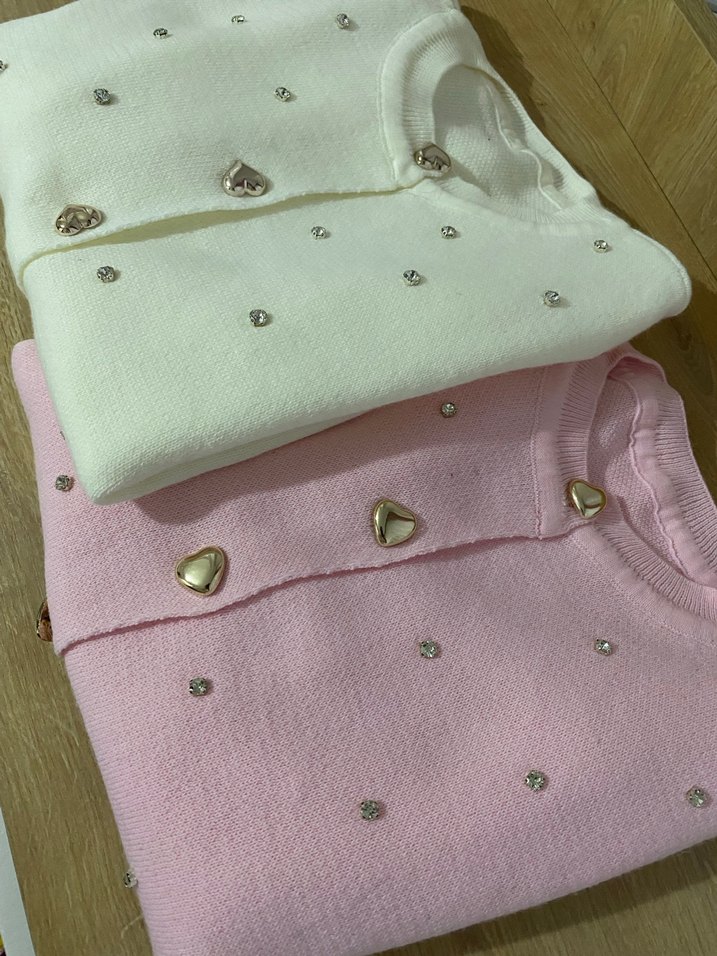 Düğmeli Nakışlı Mini Triko Kadın Kazak - Görsel 2