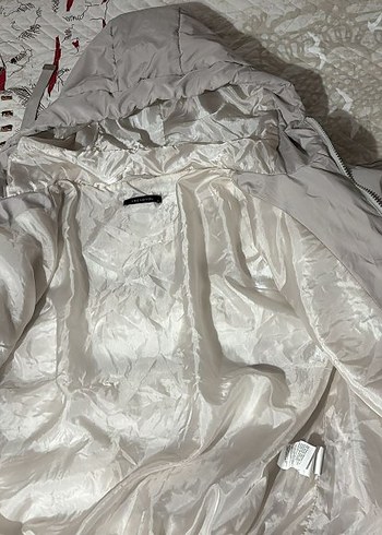 Ekru Puff Mont, Yüksek Yaka şişme mont - Görsel 6