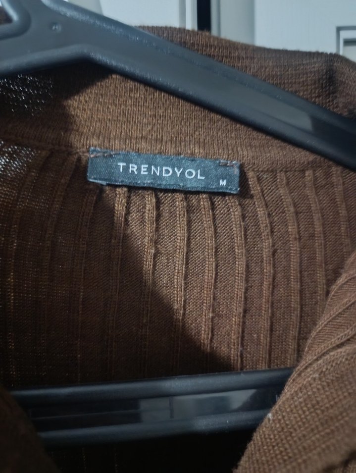 Kahverengi Uzun Kollu Triko Kadın Elbise - Görsel 3