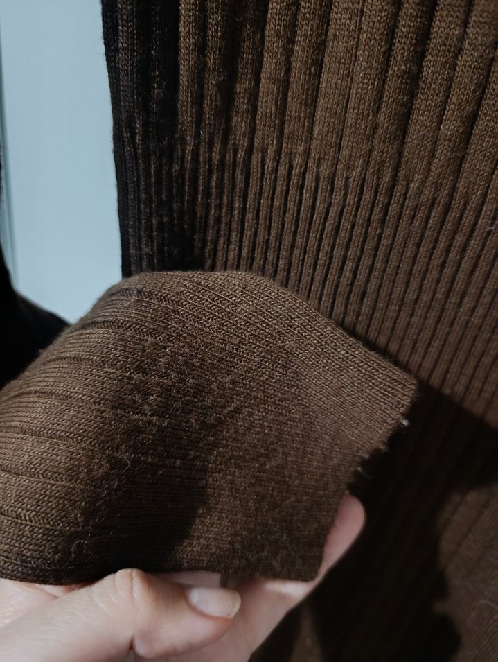 Kahverengi Uzun Kollu Triko Kadın Elbise - Görsel 4