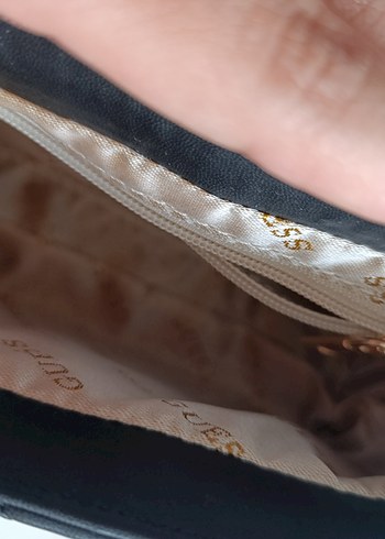  Beden siyah Renk Guess Zincir Detaylı Siyah Deri Kadın Çanta
