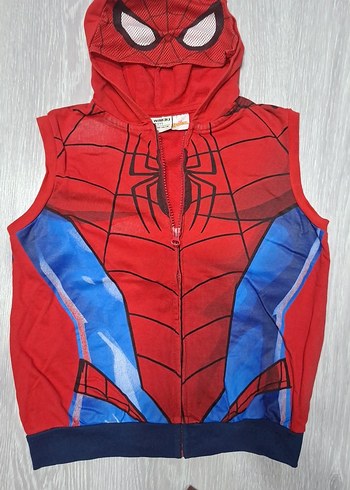 Erkek Çocuk spiderman Kapüşonlu Fermuarlı Yelek