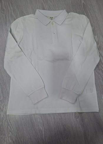Uzun Kollu Beyaz Çocuk Polo Tişört