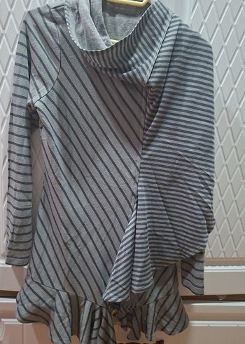 Gri Uzun Kollu Salaş Kadın Hırka - Görsel 2