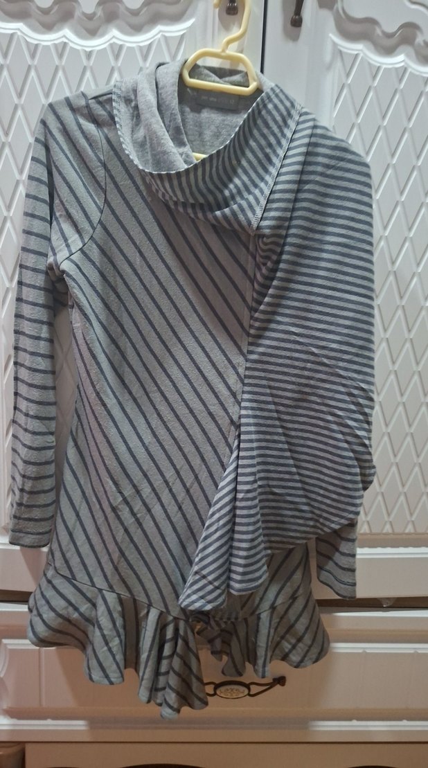 Gri Uzun Kollu Salaş Kadın Hırka - Görsel 2