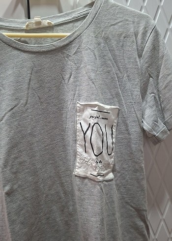 Gri Kadın Kısa Kollu Salaş Tişört - Görsel 2