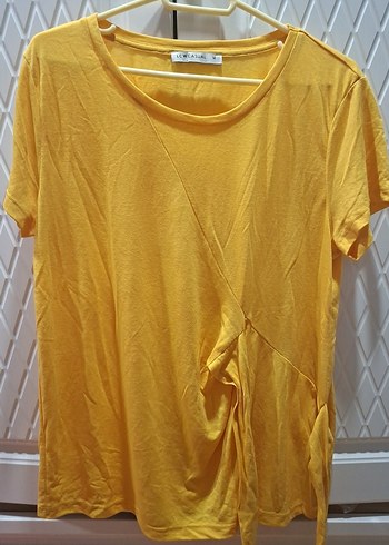 Sarı Kısa Kollu Kadın Tişört - Görsel 3