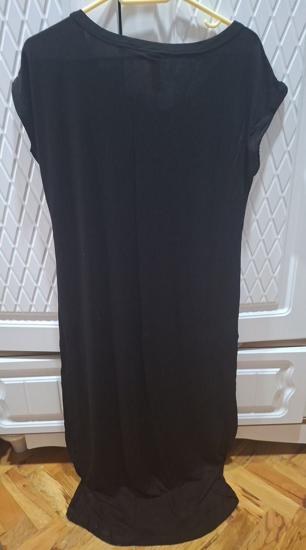 Gri Baskılı Siyah Hamile Elbisesi - Görsel 3