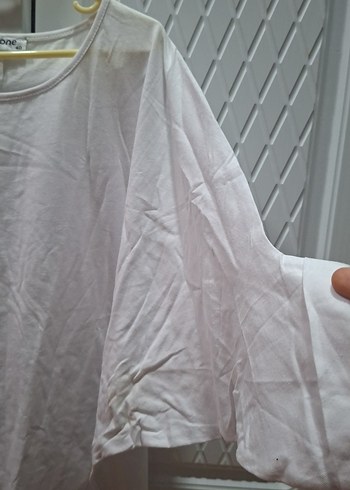 Kadın Beyaz Kısa Kollu Salaş Tişört - Görsel 2